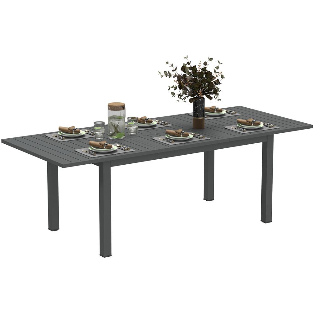 Outsunny 160 to 220cm Slatted Top Extendable Garden Dining Table Grey Image 2