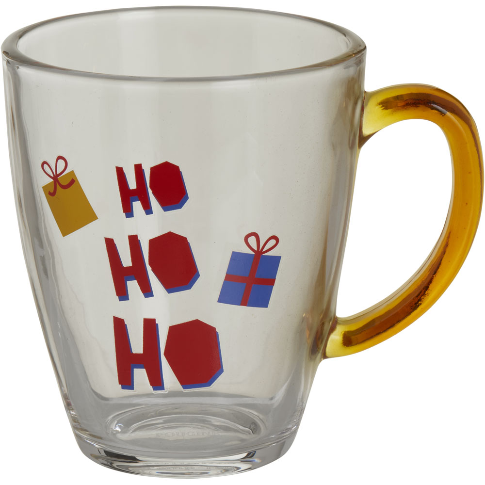 Wilko Clear HoHoHo Glass Tea Mug Image 1