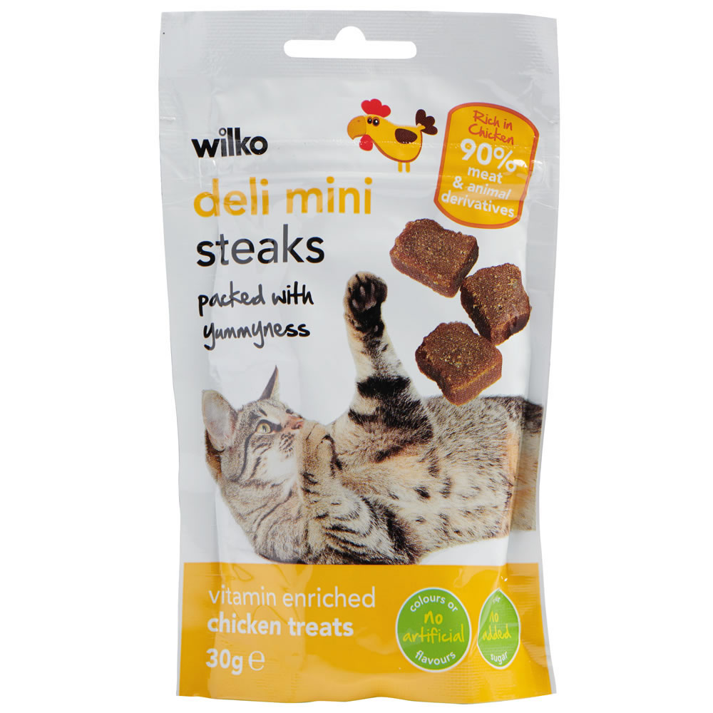 Wilko Cat Treats Mini Steaks Chicken 30g Image 1