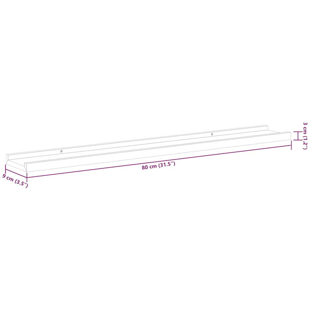 vidaXL 80cm Set of 2 White Floating Picture Frame Ledge Shelf Image 9