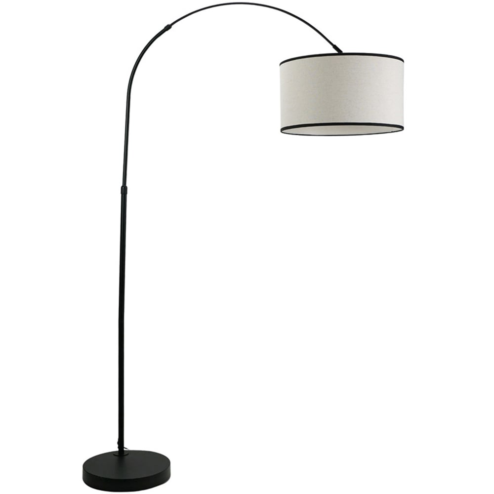 ValueLights Louis Black Edge Drum Lamp Shade Black Metal Arched LED Floor Lamp Image 1
