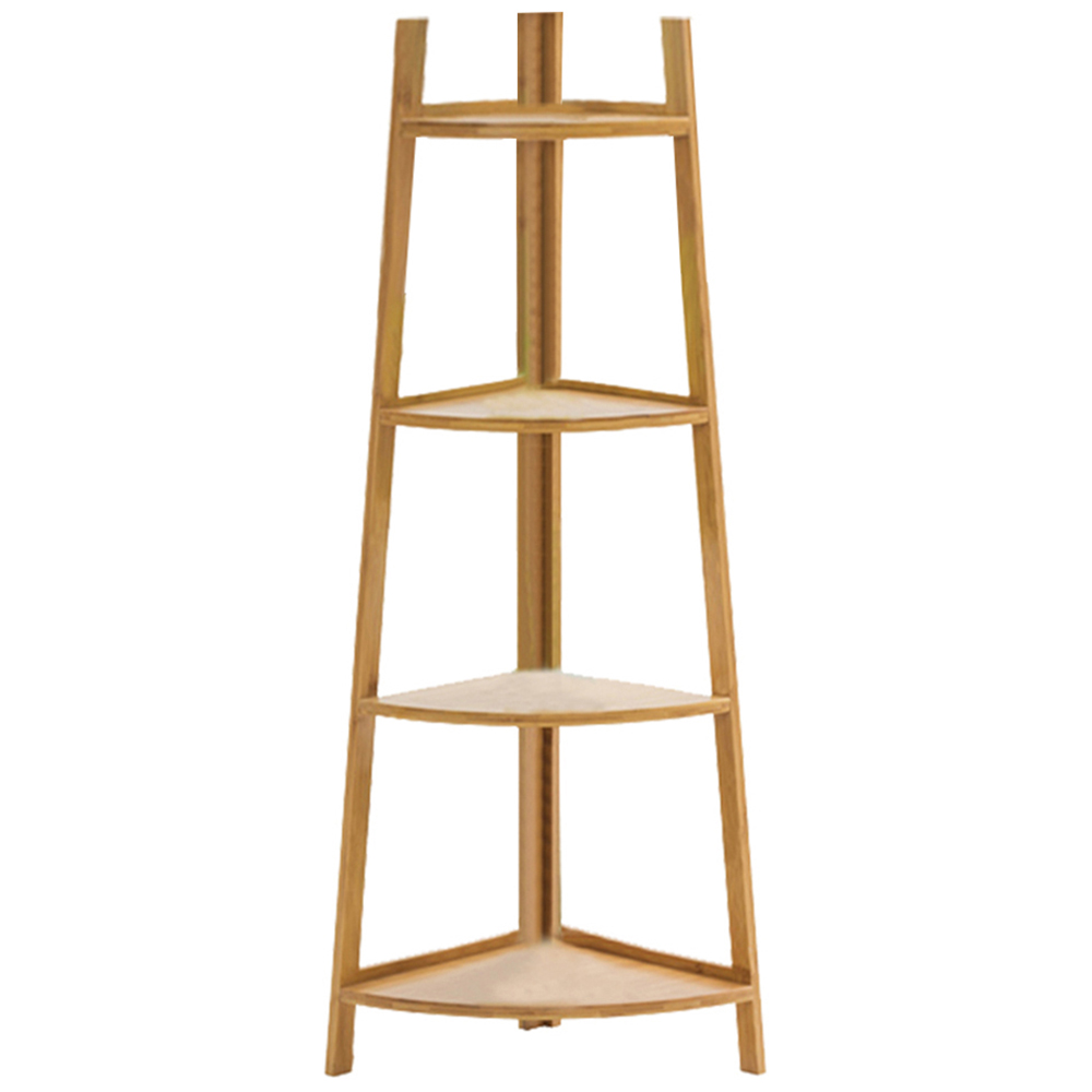 Living and Home Natural 4 Tier Corner Ladder Shelf for Plant Wilko