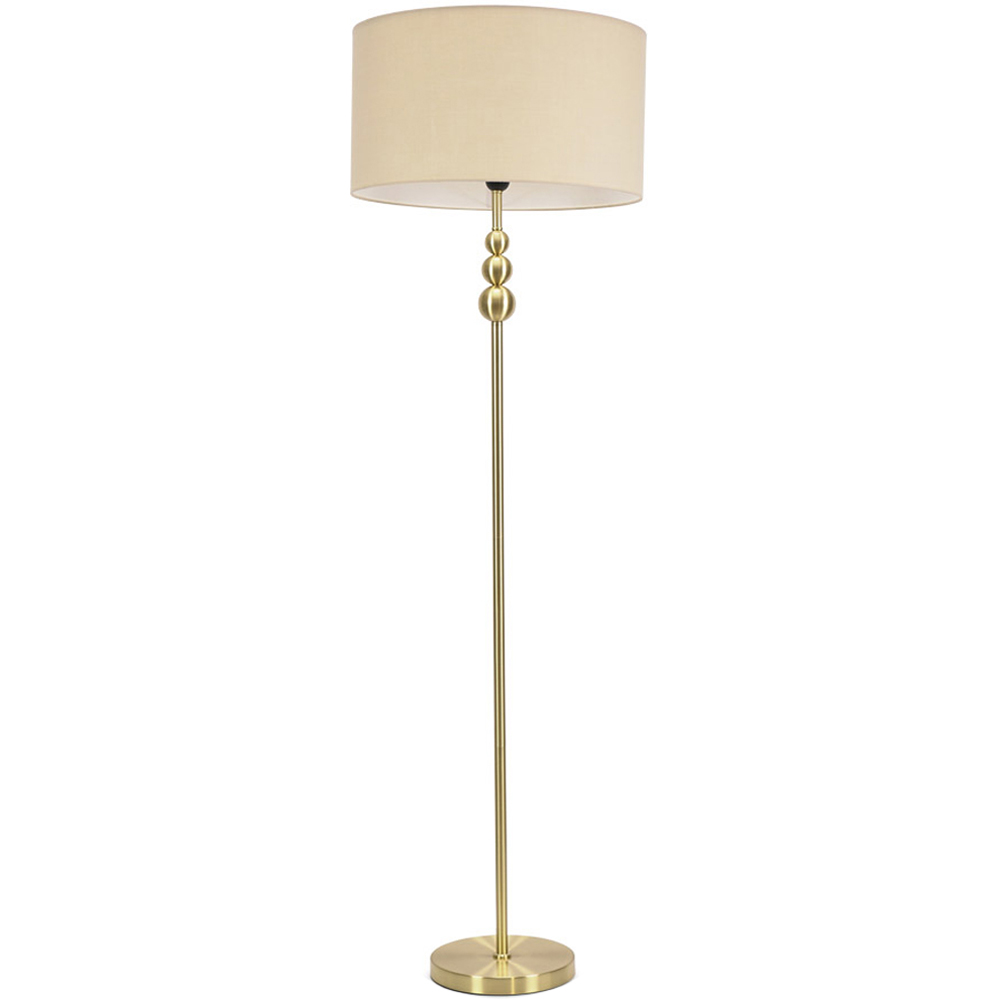 ValueLights Marissa Reni Natural Shade and Gold Ball LED Floor Lamp Image 1