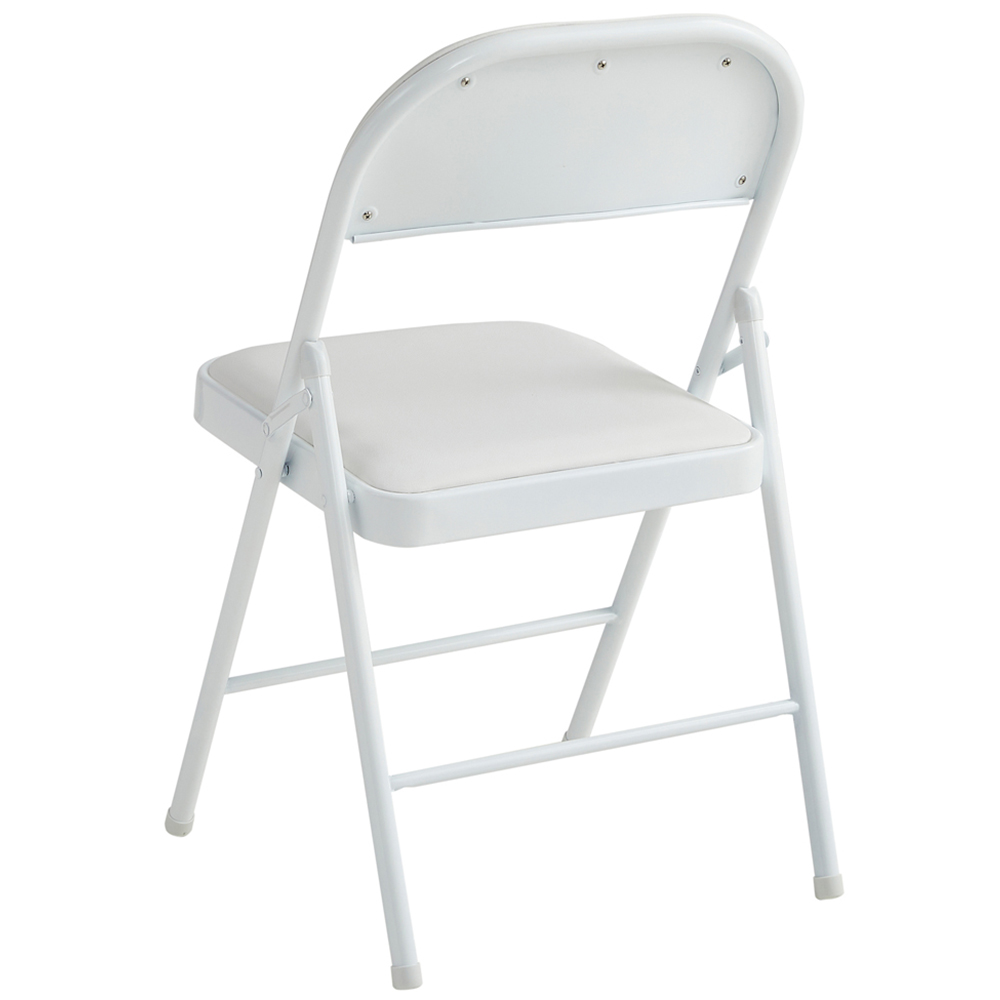 Set of 2 White Padded Folding Metal Dining Chairs Image 3
