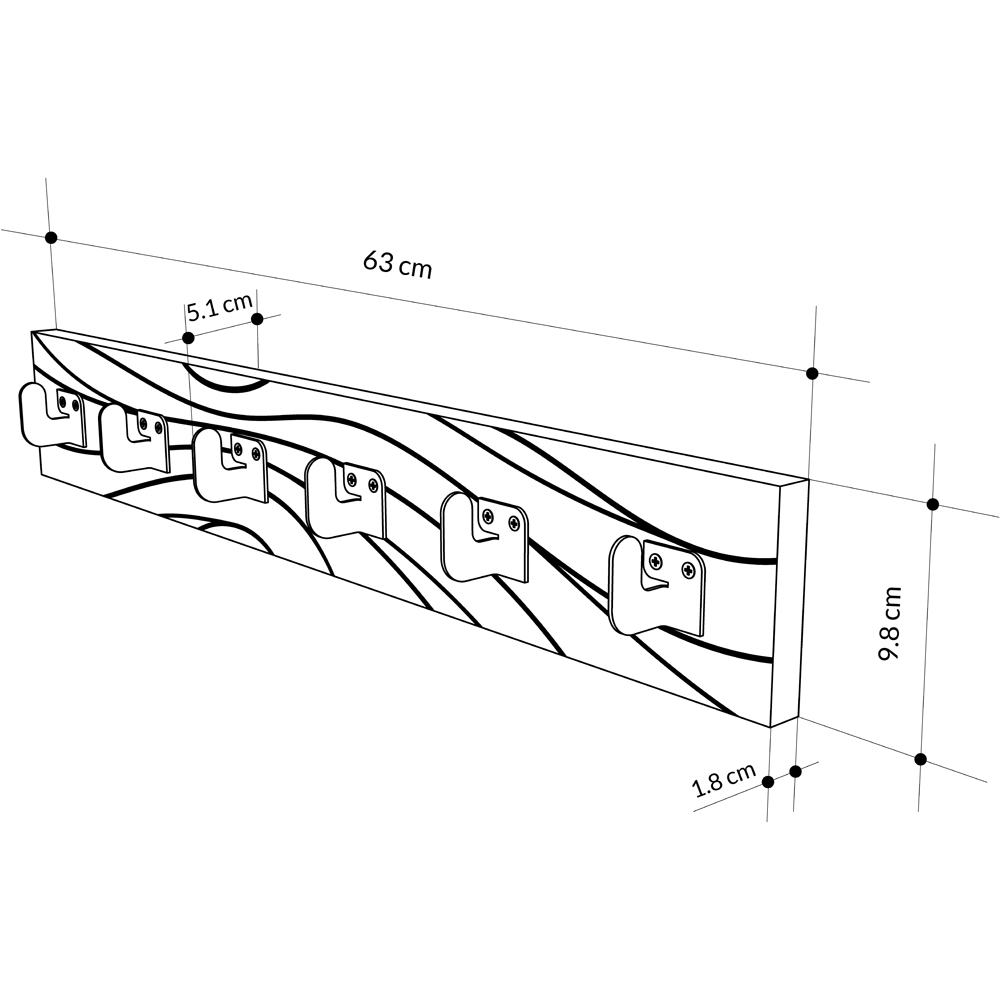 Decortie Flow 6 Metal Hook White and Black Modern Wall Hanger Image 6