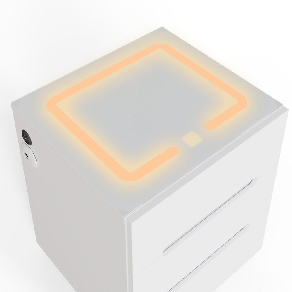 GFW Riley 3 Drawer White Smart Bedside Table Image 9