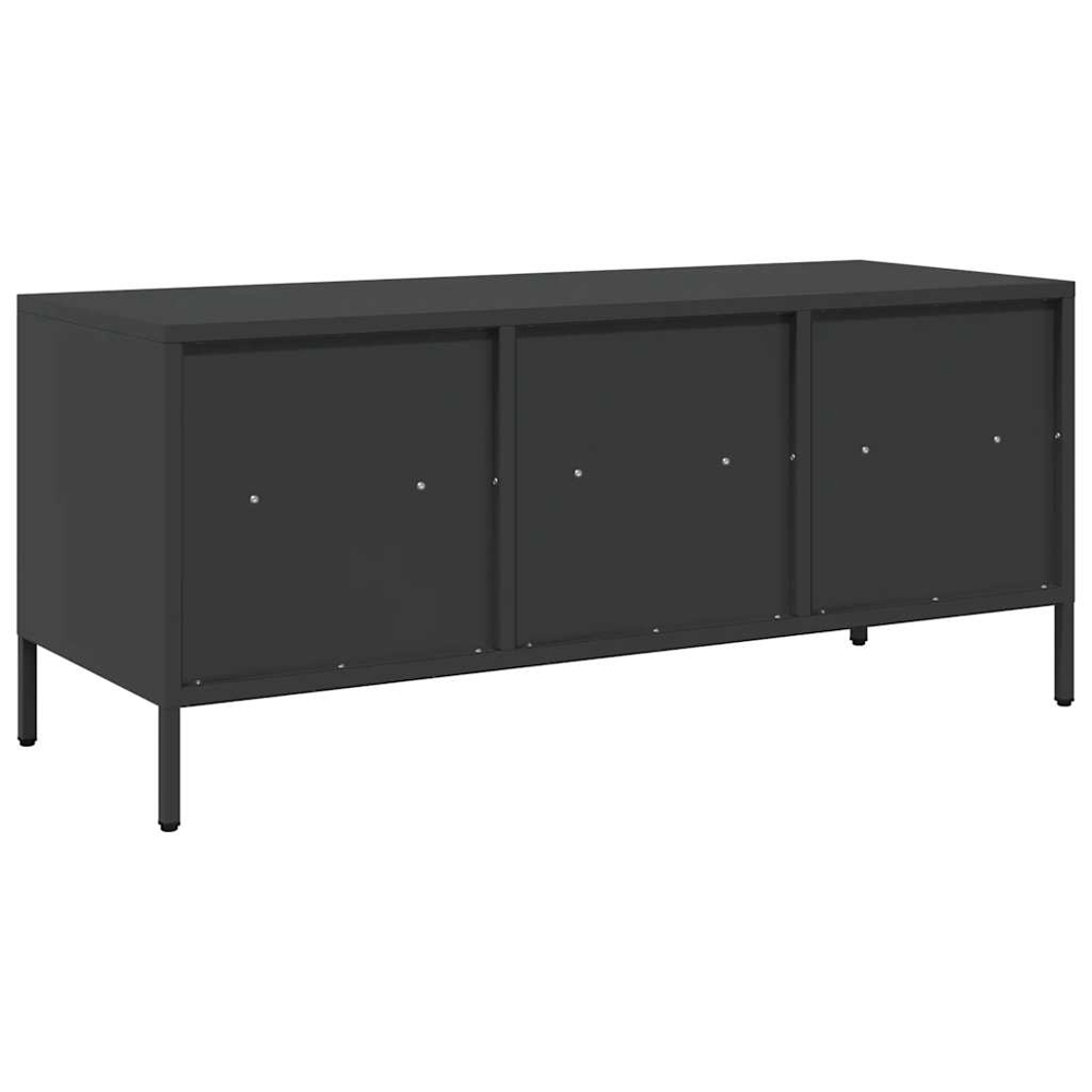vidaXL 3 Drawer 3 Shelf Black Steel Industrial Style TV Cabinet Image 5