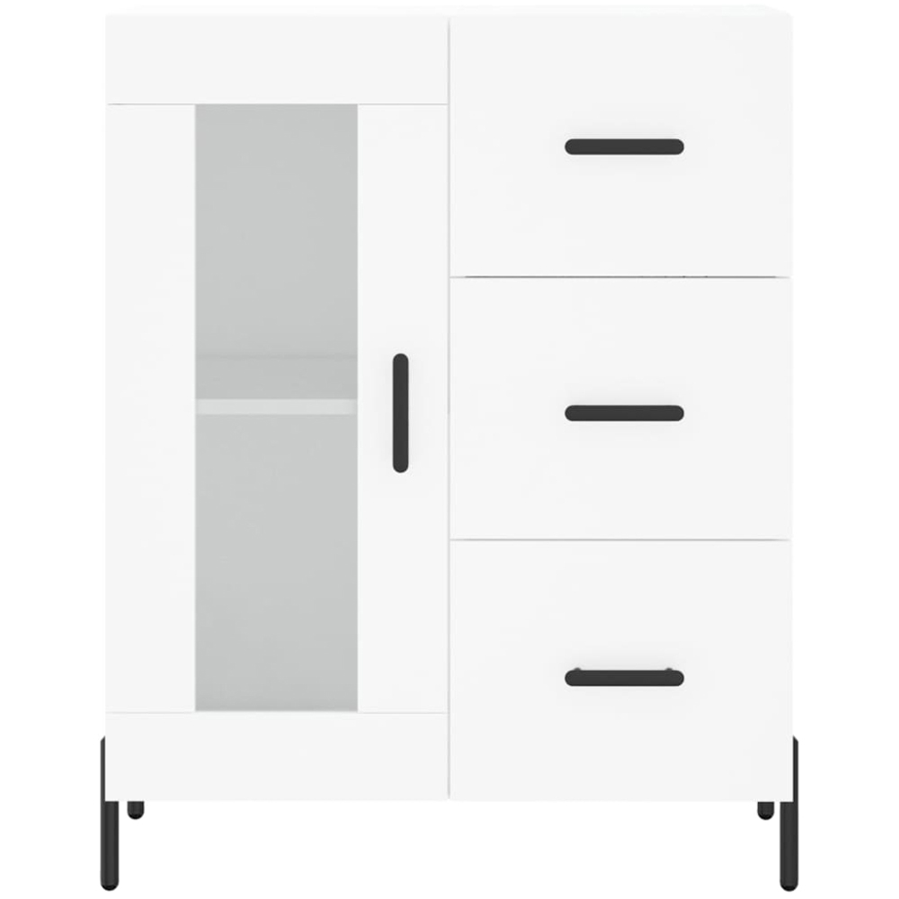 vidaXL Single Glass Door 3 Drawer White Sideboard Image 5