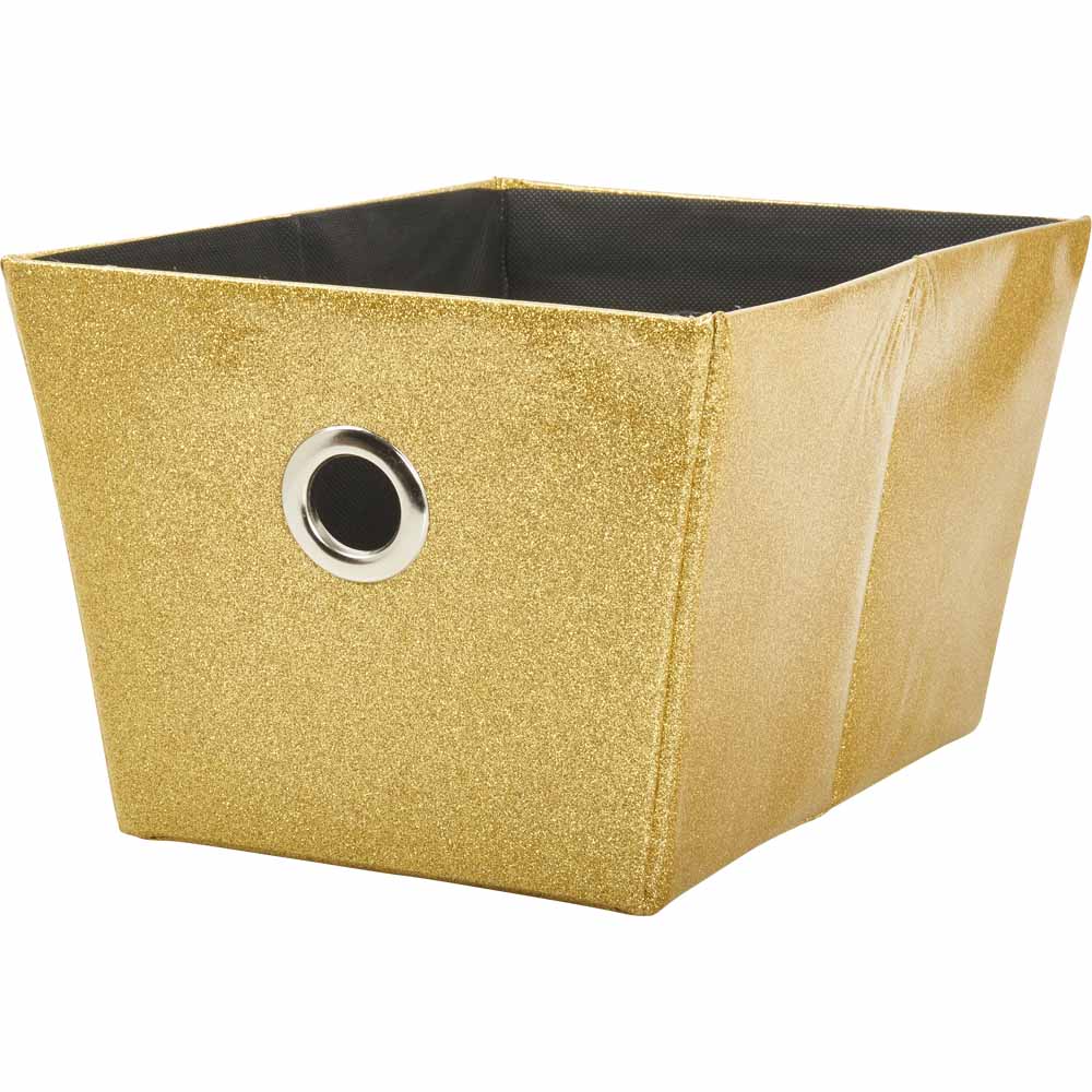 Wilko Gold Glitter Fabric Tote Box Image 2