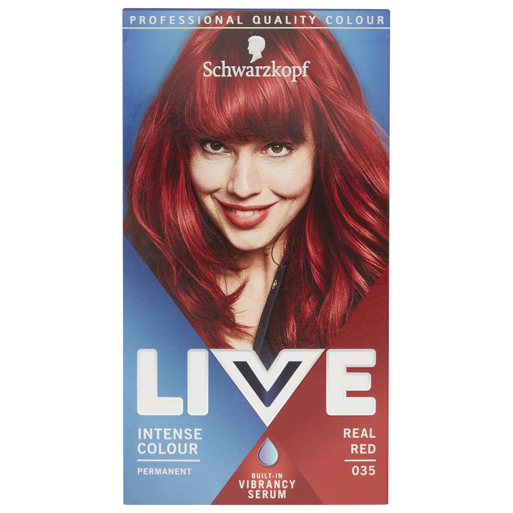 Schwarzkopf LIVE Intense Colour Real Red 035 Permanent Hair Dye Image 1