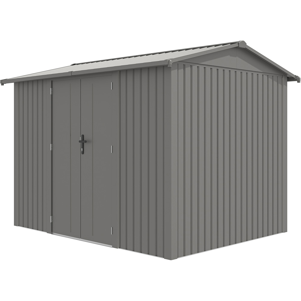 Rowlinson 10 x 8ft Grey Brentvale Premium Apex Metal Garden Shed Image 3