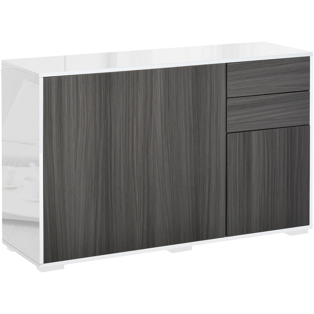 Portland 2 Drawer 2 Cabinet Light Grey and High Gloss White Sideboard Image 2