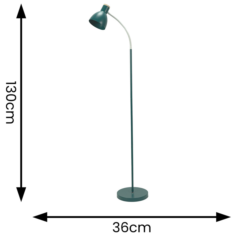 ValueLights Woody Teal Metal Dome Shade Wooden LED Floor Lamp Image 5