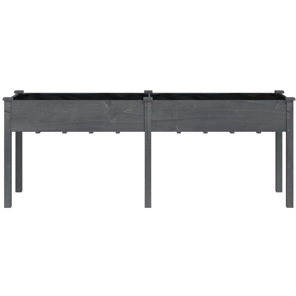 vidaXL Grey Fir Wood Garden Planter with Liner 76 x 203 x 53cm Image 3