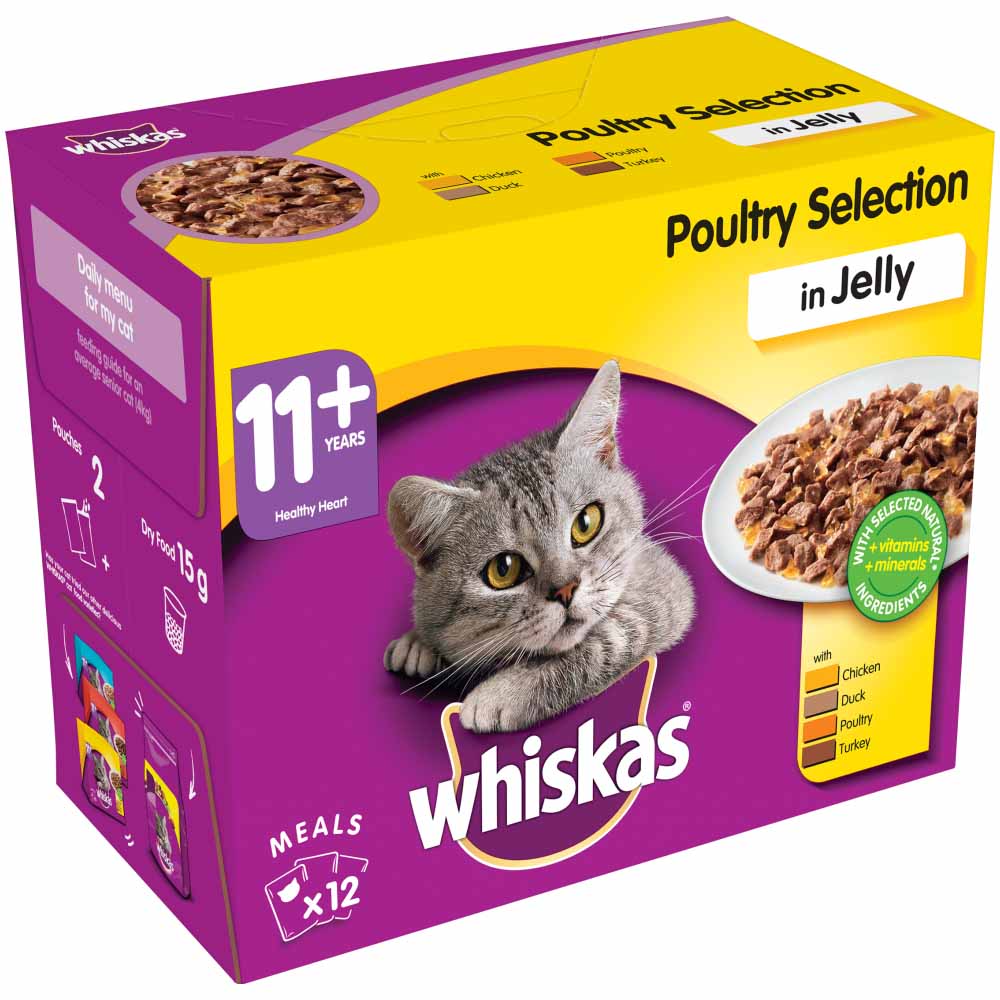 Whiskas 11+ Super Senior Cat Food Pouches Poultry Selection in Jelly 12 x 100g Image 2