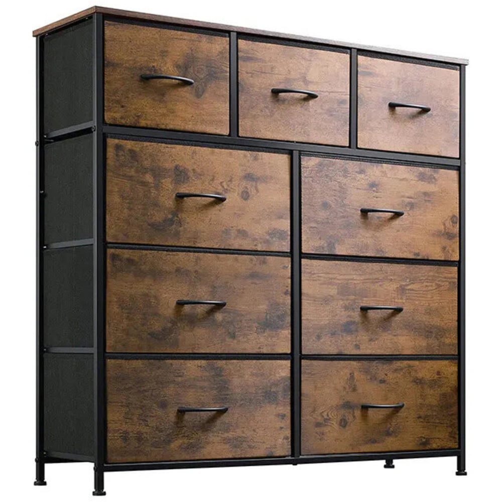 Alivio 9 Drawer Vintage Brown Chest of Drawers Image 2