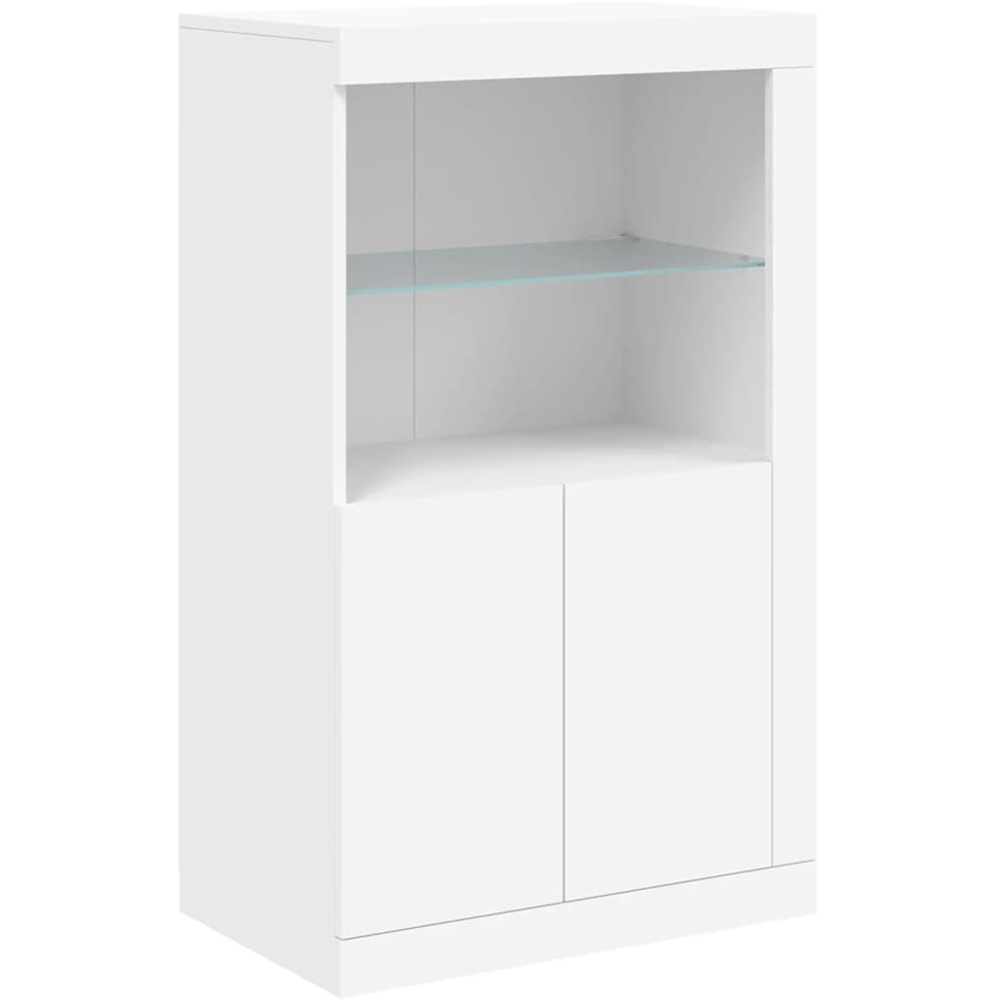vidaXL 4 Door 8 Shelf White LED Sideboard 3 Piece Image 7