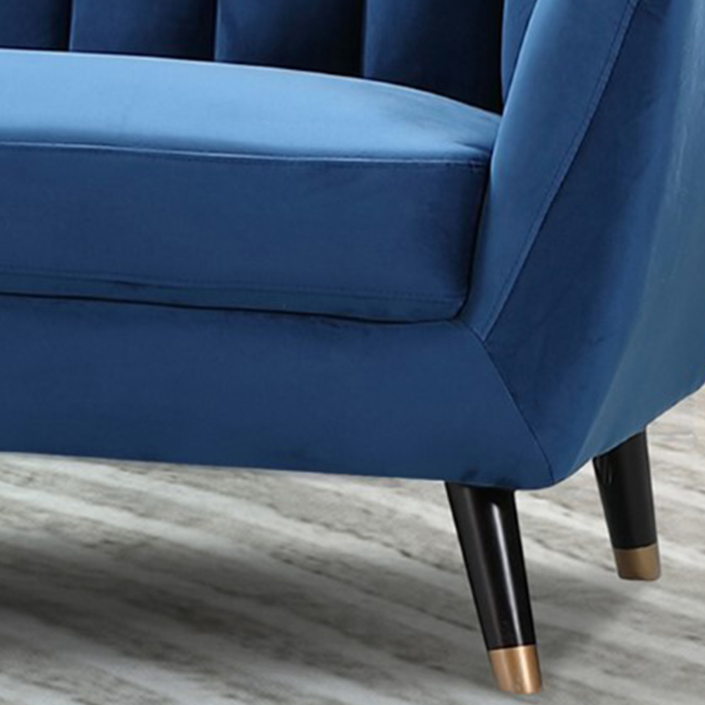 Morgan 3 Seater Blue Plush Velvet Sofa Image 3