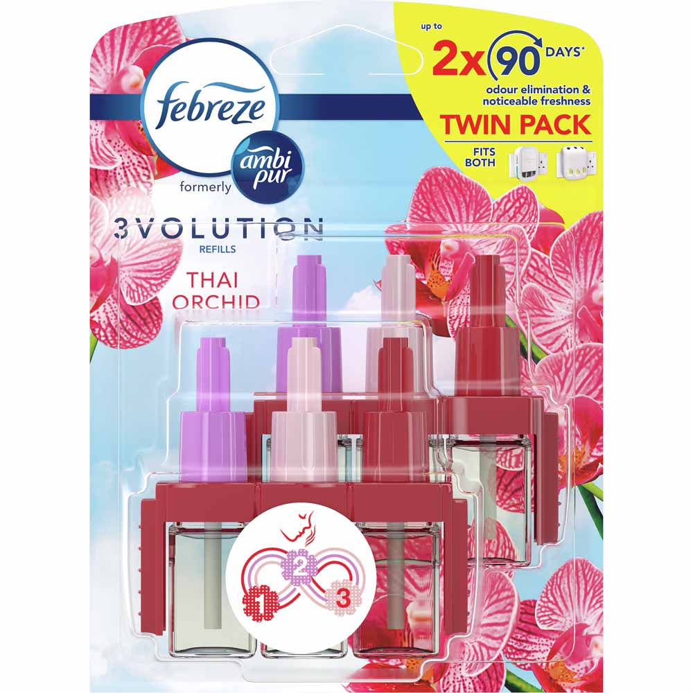 Febreze 3Volution Thai Orchid Air Freshener Refill Twin Pack Image 1