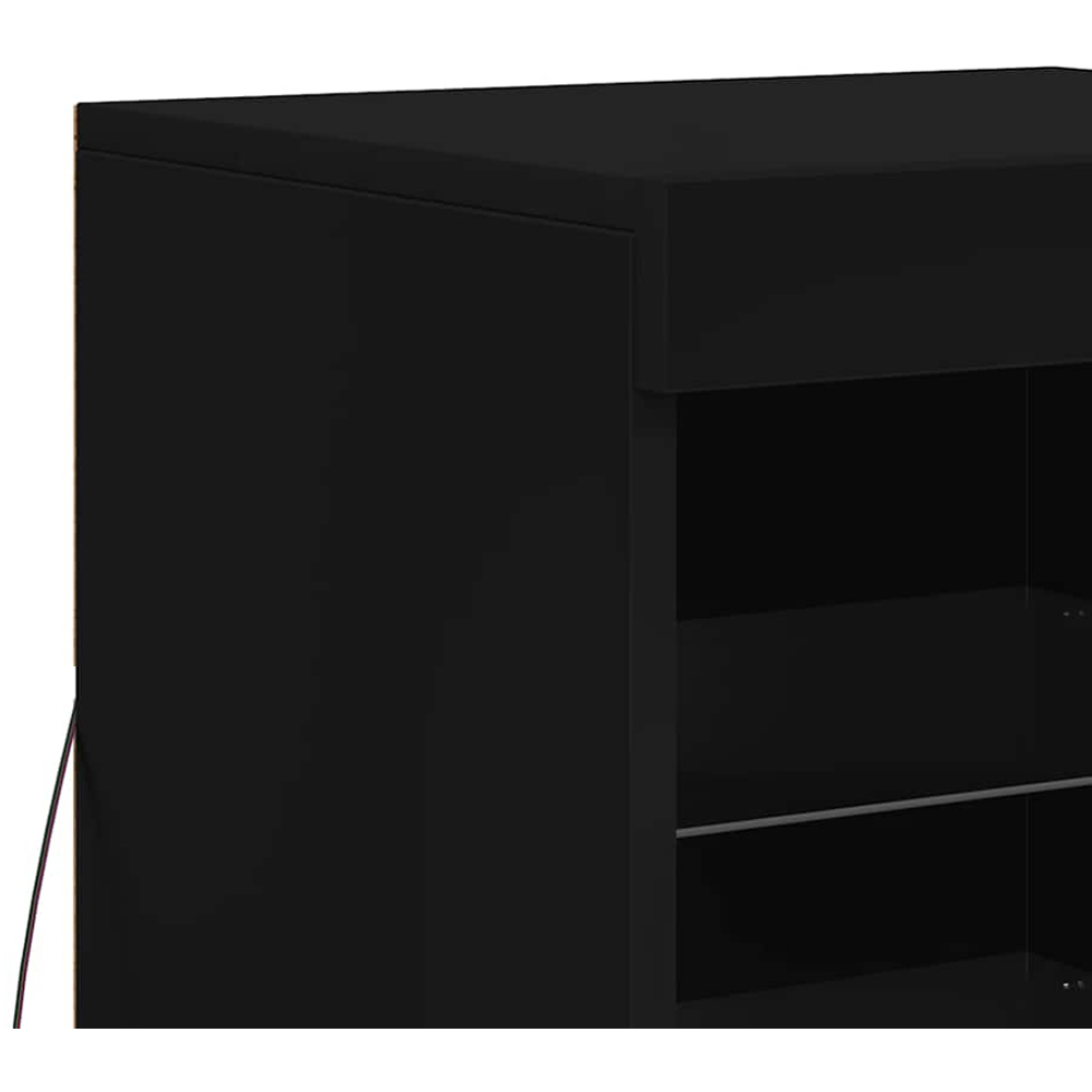 vidaXL Single Glass Door 4 Shelf Black Wooden Sideboard Image 7