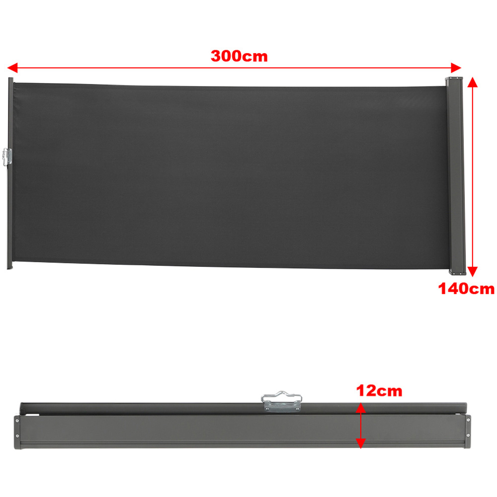 Living and Home Dark Grey Retractable Side Awning 3 x 1.4m Image 8