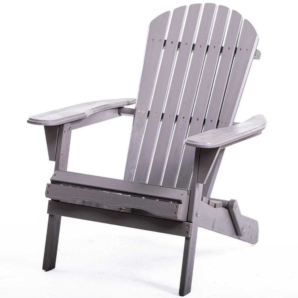 Garden Gear Grey Hemlock Hardwood Foldable Adirondack Chair Image 2