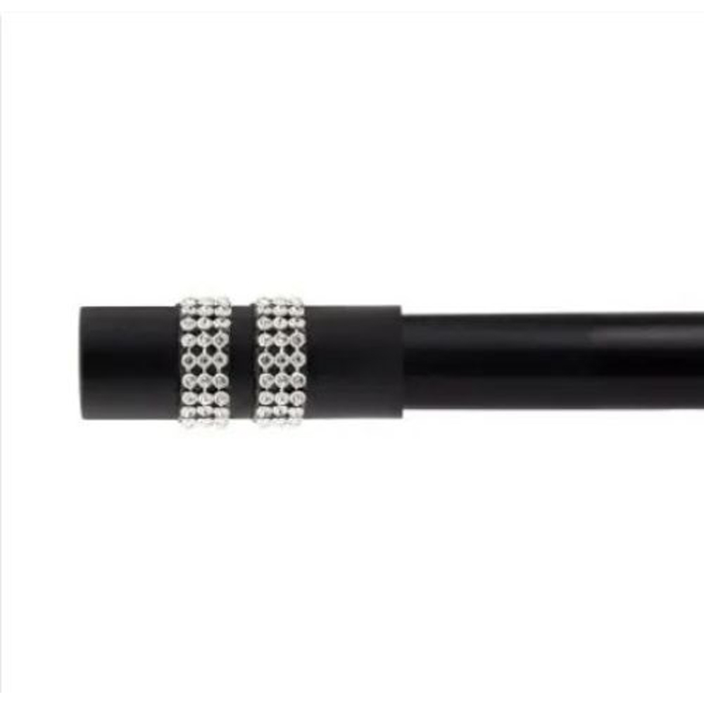 New Edge Blinds Sparkle 160-300cm Extendable Black Eyelet Metal Curtain Pole Set Image 1