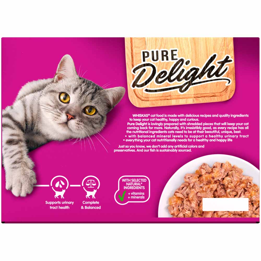 Whiskas Pure Delight Adult Cat Food Pouches Fish & Meaty in Jelly 12 x 85g Image 5