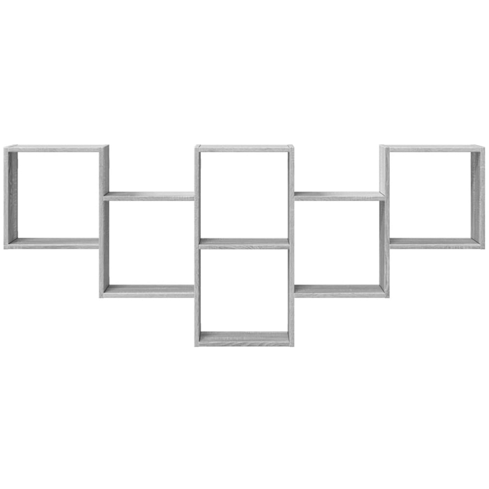 vidaXL 6 Open Shelf Grey Sonoma Wall Shelf Image 3