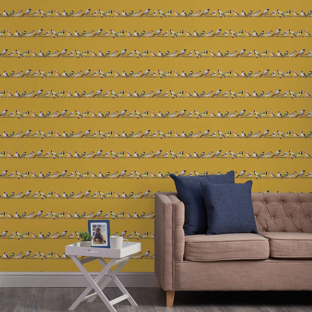 Fresco Tweeting Wallpaper Ochre Image 3