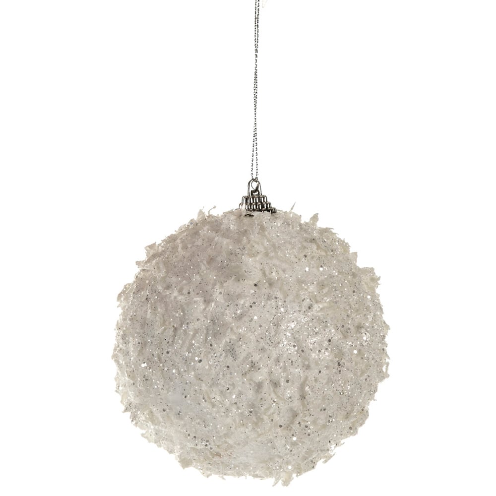Frosted Fairytale Snowy White Bauble Single Ornament 10cm Image
