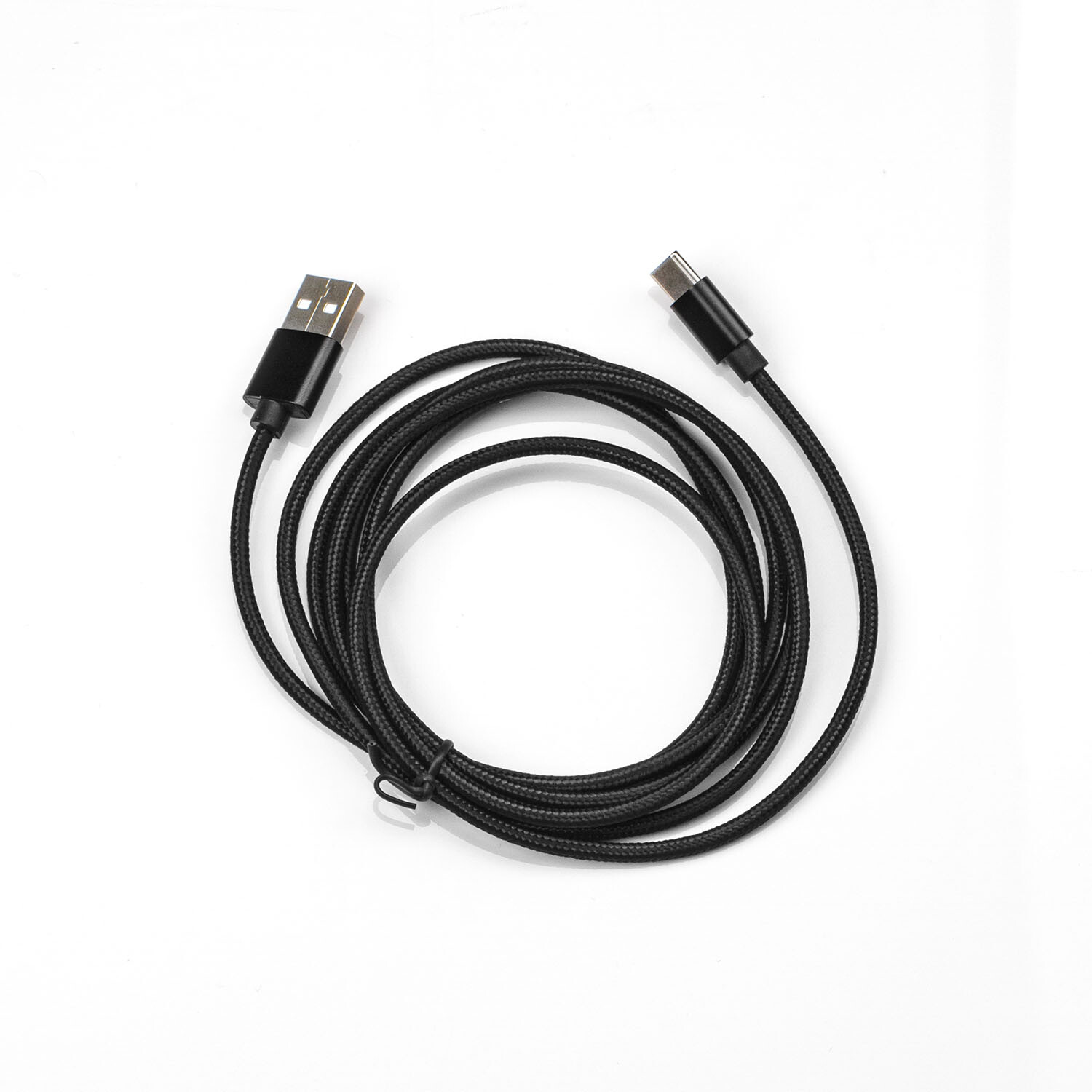 Type-C to USB Braided Charging Cable - Black Image 2