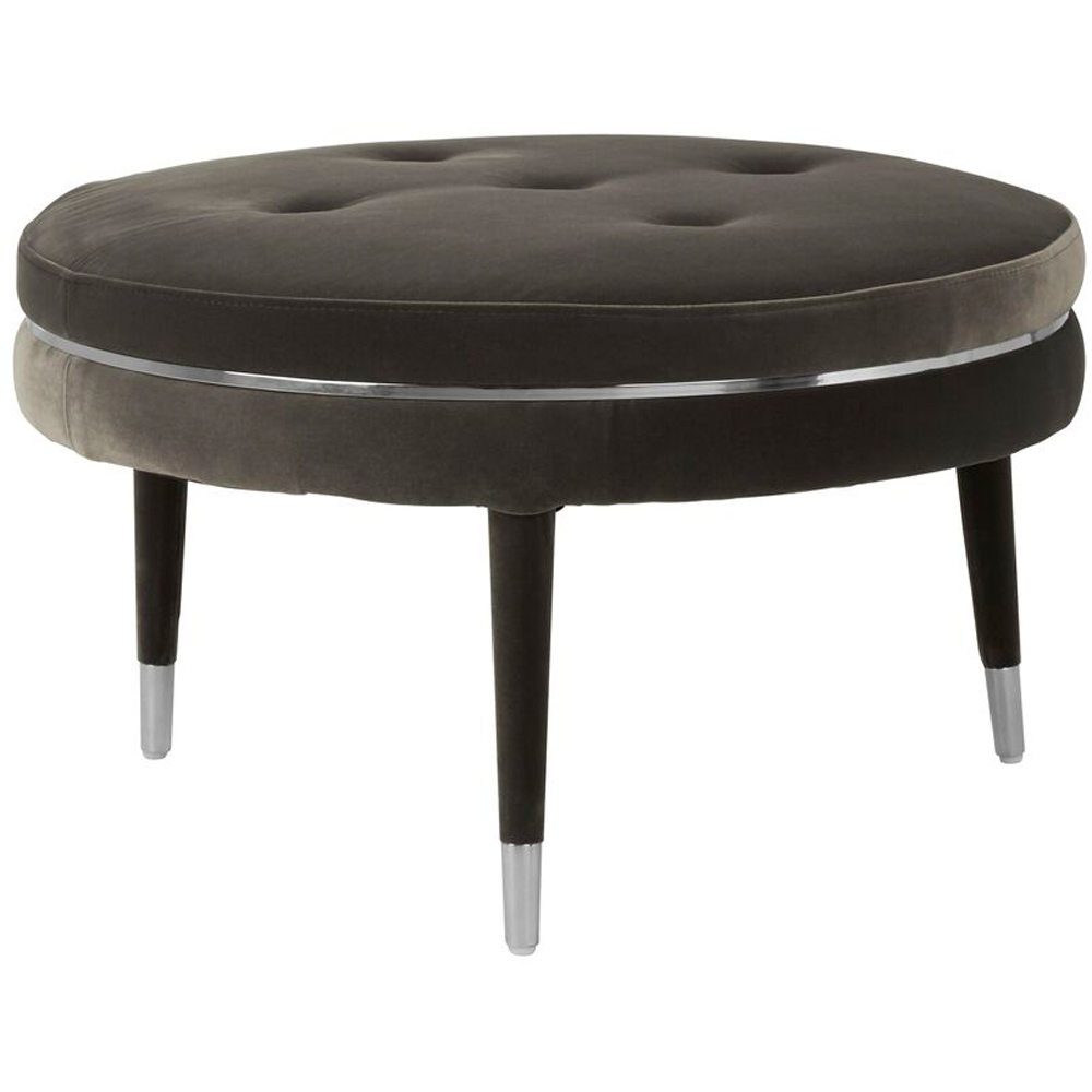 Premier Housewares Manhattan Grey Velvet Footstool Image 2