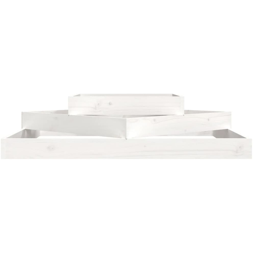 vidaXL 3-Tier White Solid Pine Wood Garden Planter 112 x 112 x 27cm Image 3