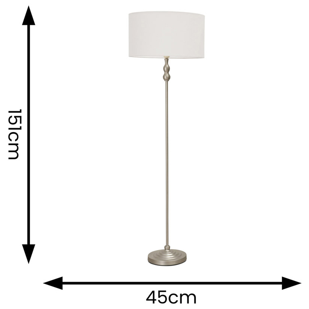 ValueLights Maggie White Shade Brushed Chrome Candlestick LED Floor Lamp Image 4