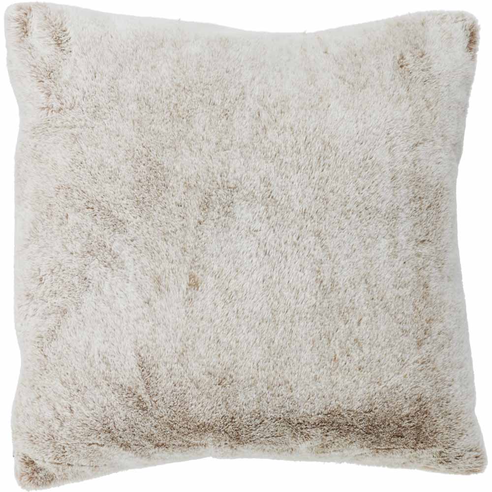 Wilko Brown Faux Fur Cushion 43 x 43cm Image 1