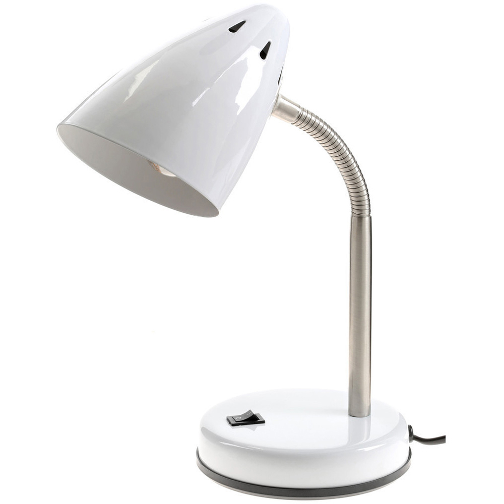 Premier Housewares White Gloss Desk Lamp Image 1