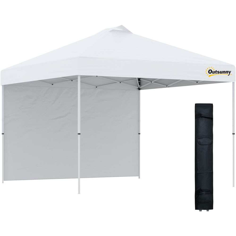 Outsunny 3 x 3m White Pop Up Gazebo with Sidewall Image 2