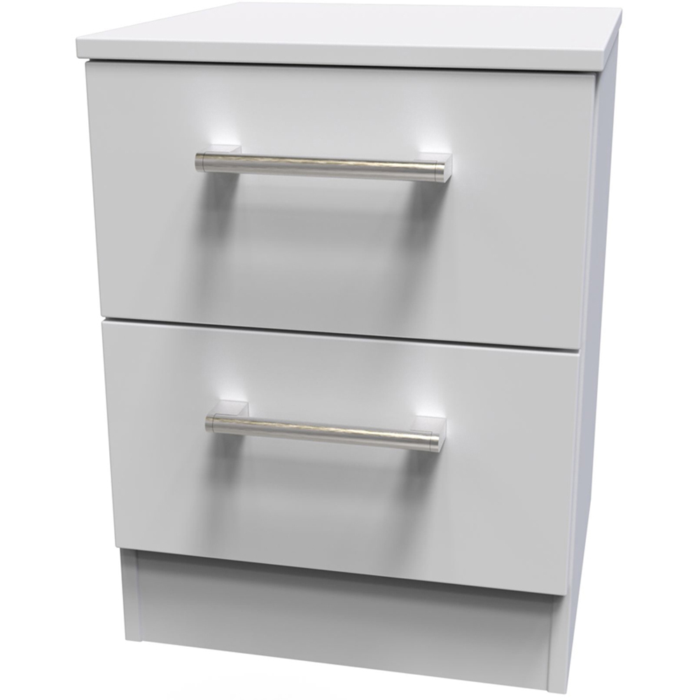 Crowndale Devon 2 Drawer Matt Grey Compact Bedside Cabinet Ready Assembled Image 4