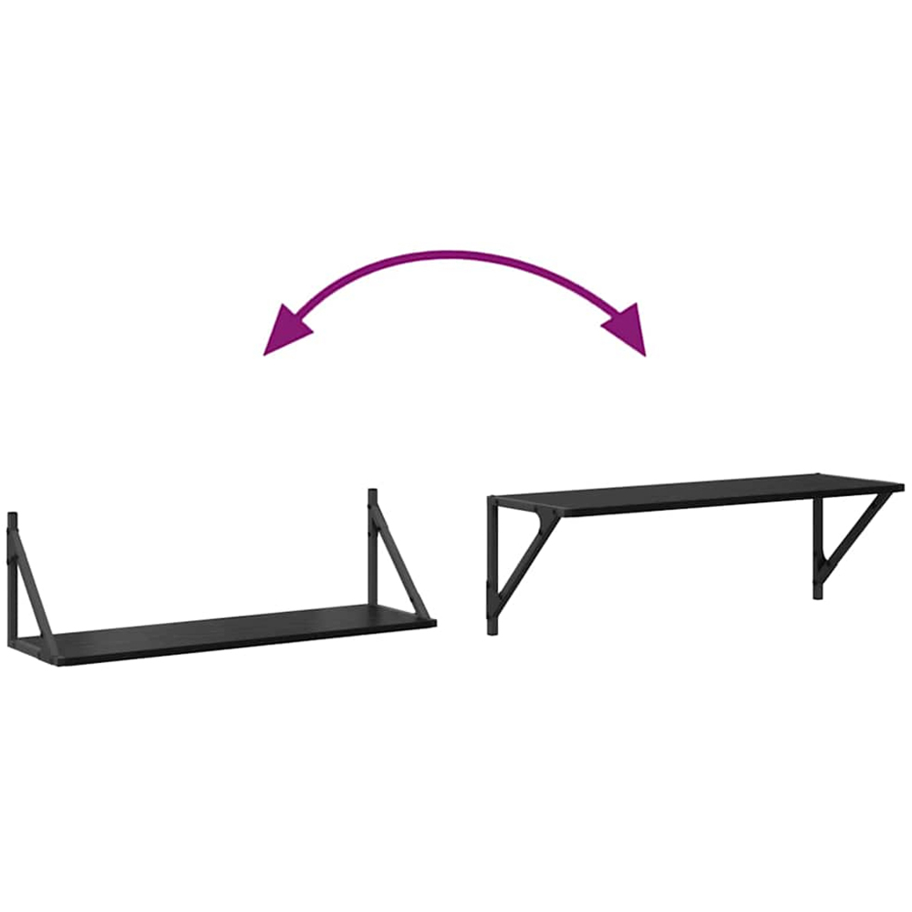 vidaXL 80 x 25cm Black Oak Wall Shelf Set of 2 Image 9