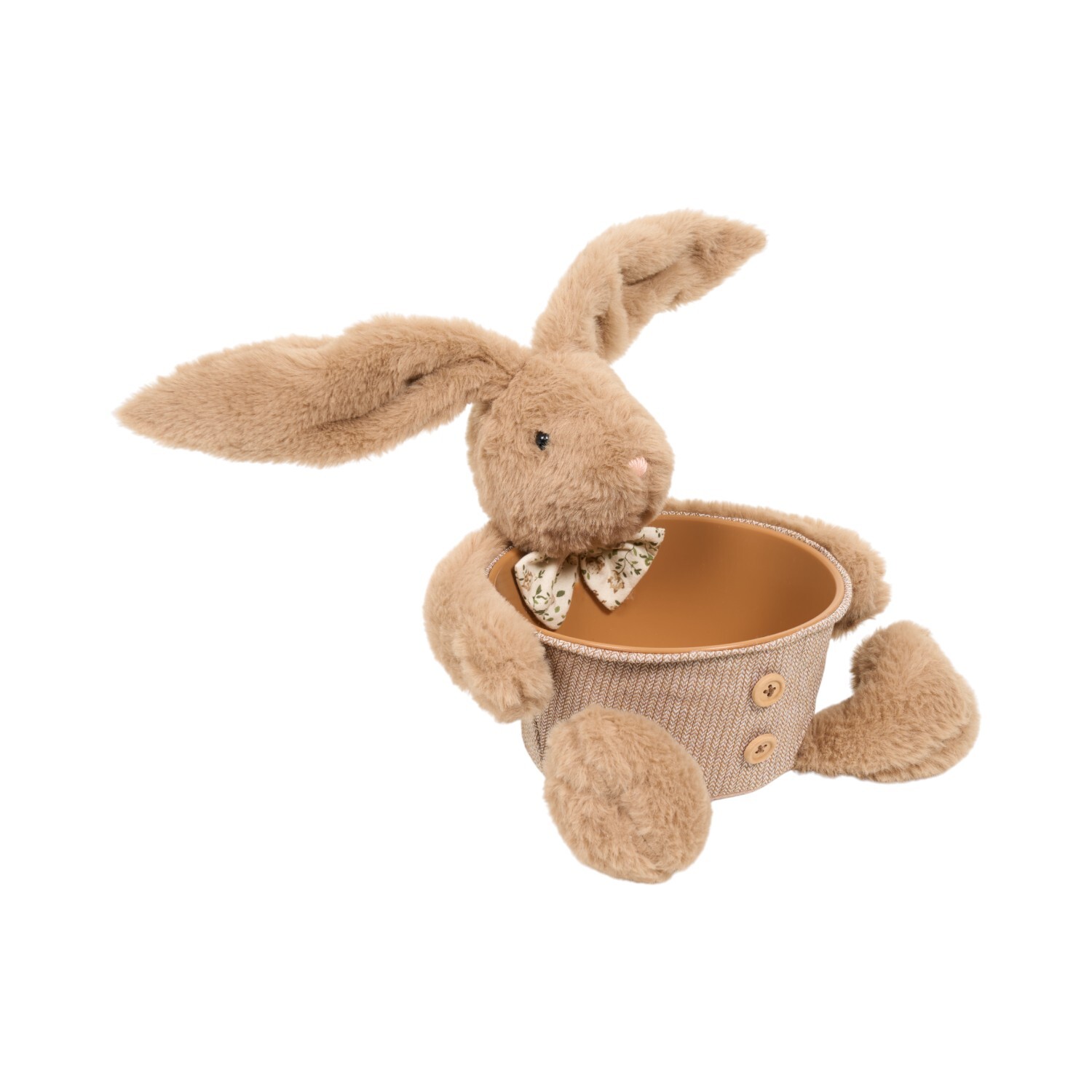 Plush Bunny Basket Brown Image 2