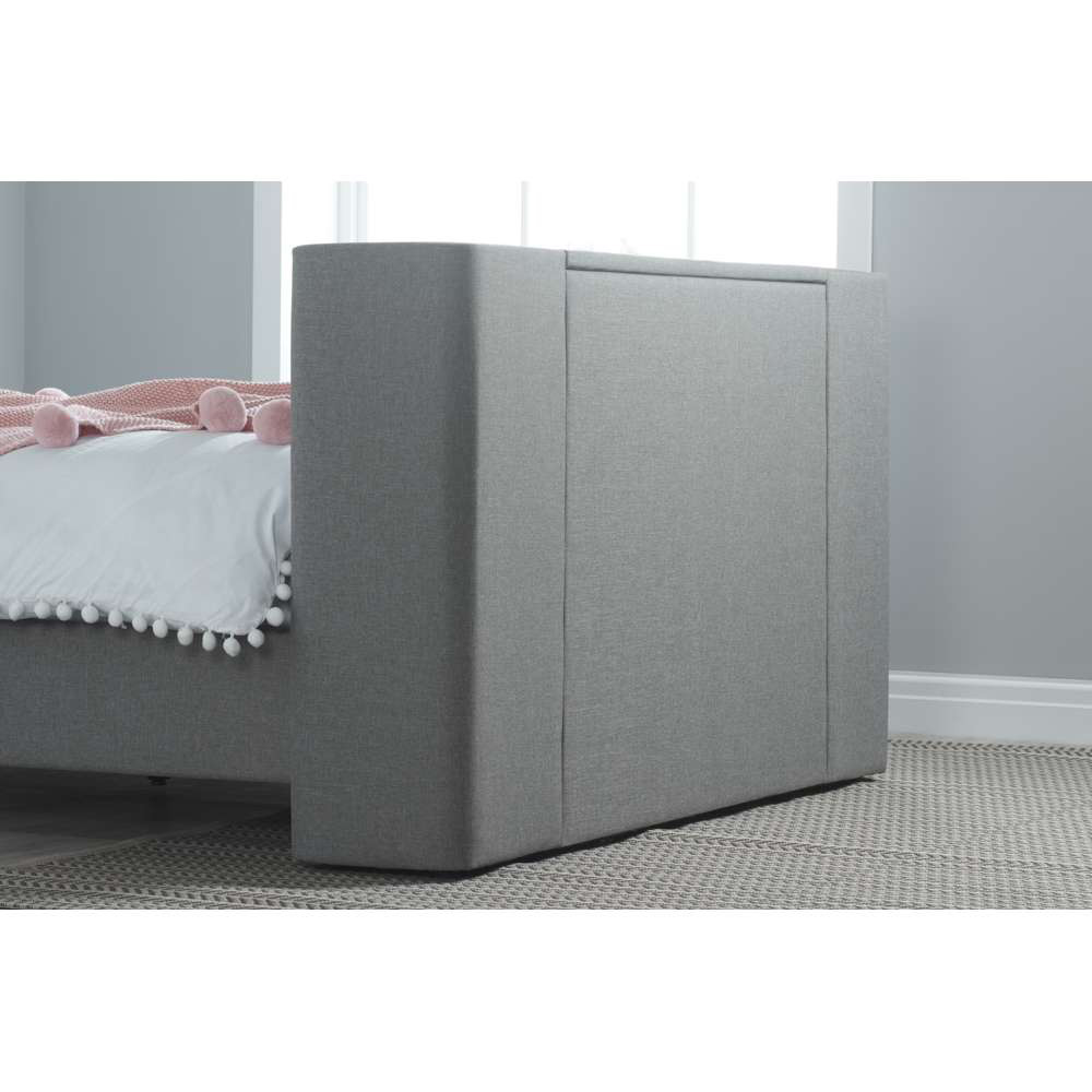 Plaza King Size Grey Bed with TV Bracket Image 6