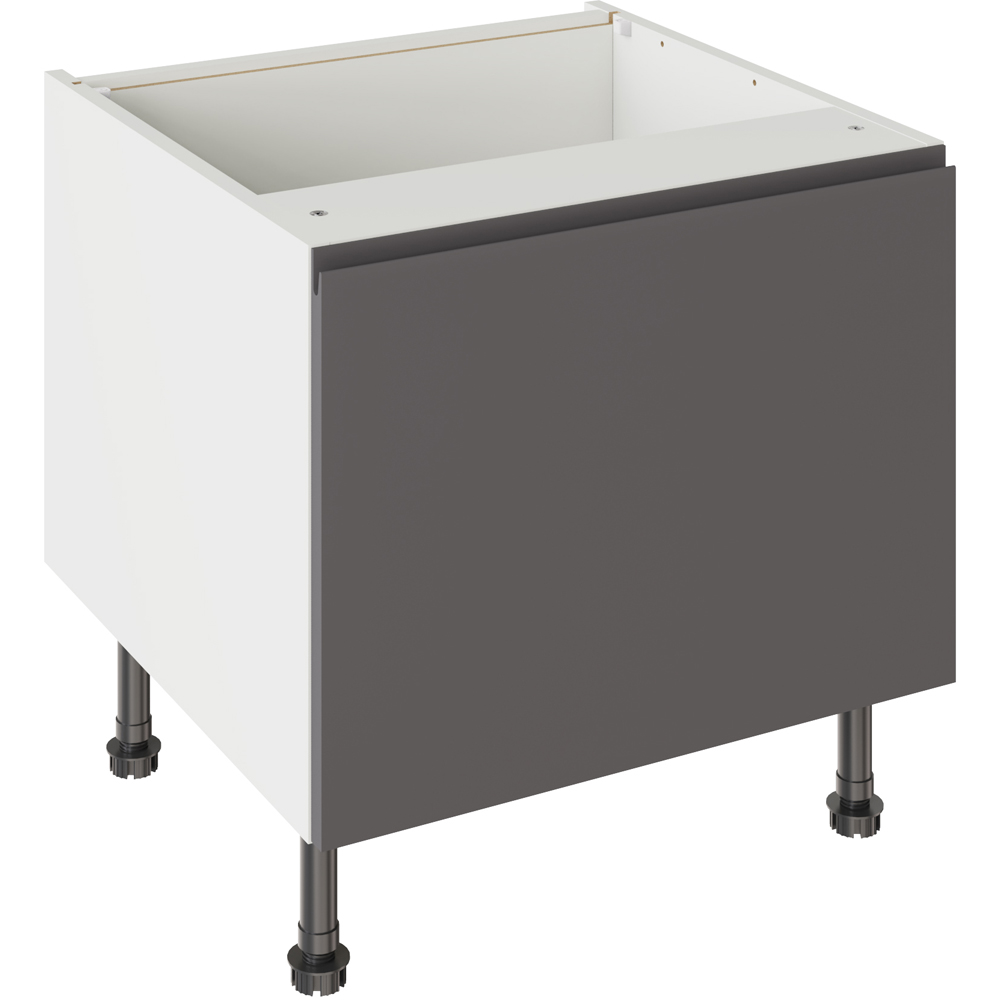Kitchen Kit J-Pull Gloss Graphite Belfast Sink Base Kitchen Cabinet Flatpack 600mm Image 1