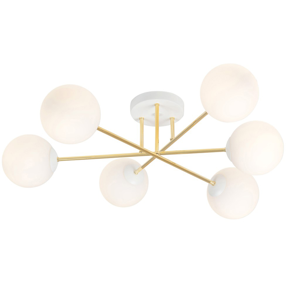 Emibig Magnum 6 Light White Shade White and Gold E14 Ceiling Light Image 3