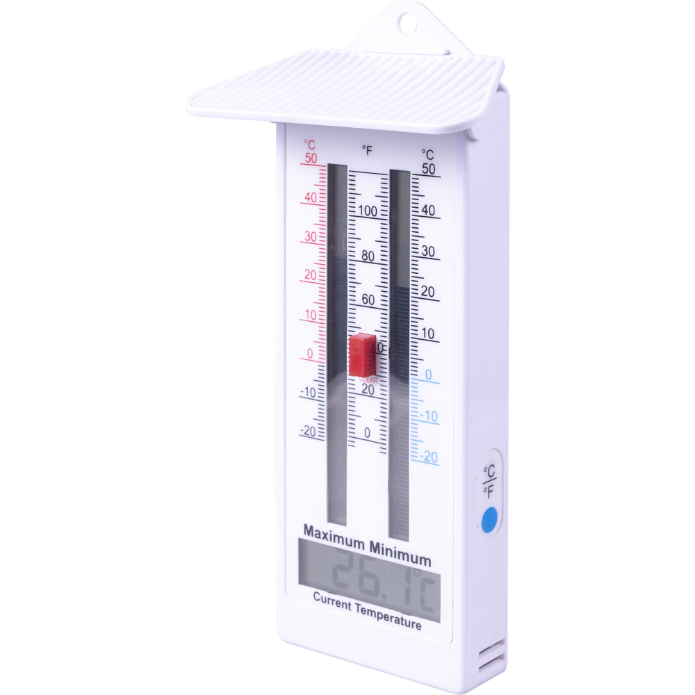 St Helens White Digital Minimum and Maximum Roofed Thermometer Image 3