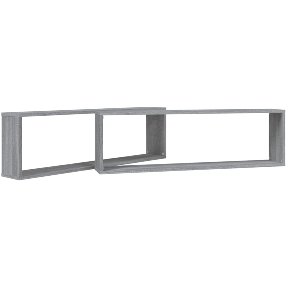 vidaXL 100cm Set of 2 Grey Sonoma Cube Floating Wall Shelf Image 3