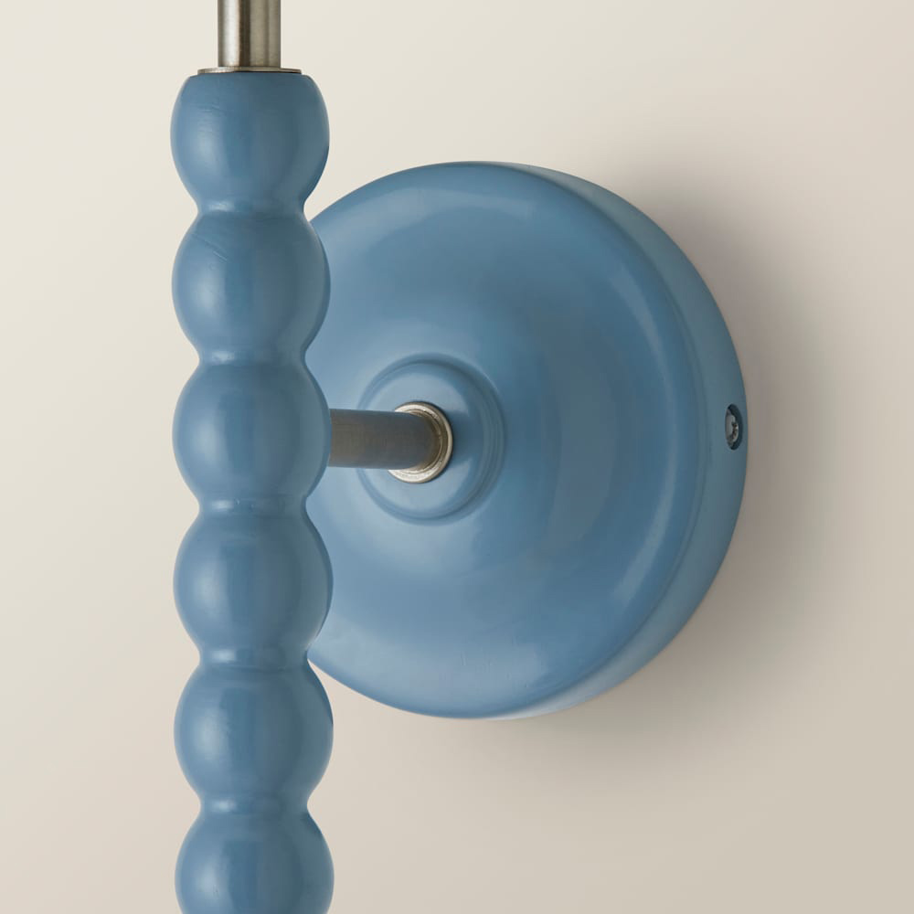 ValueLights Green Trim Scallop Shade Blue Bobbin LED Wall Light with Bulb Image 5