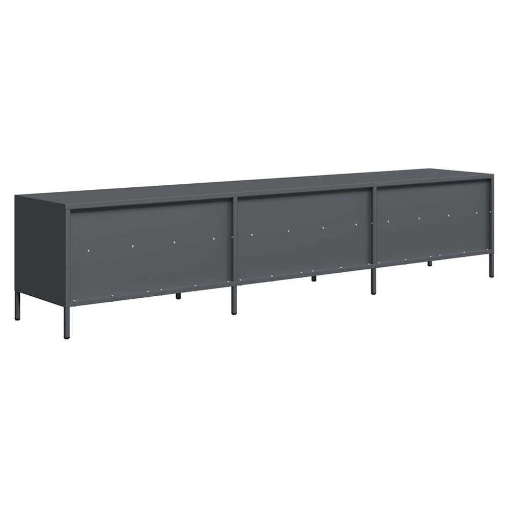 vidaXL 3 Drawer 3 Shelf Anthracite Steel Industrial Style TV Cabinet Image 5