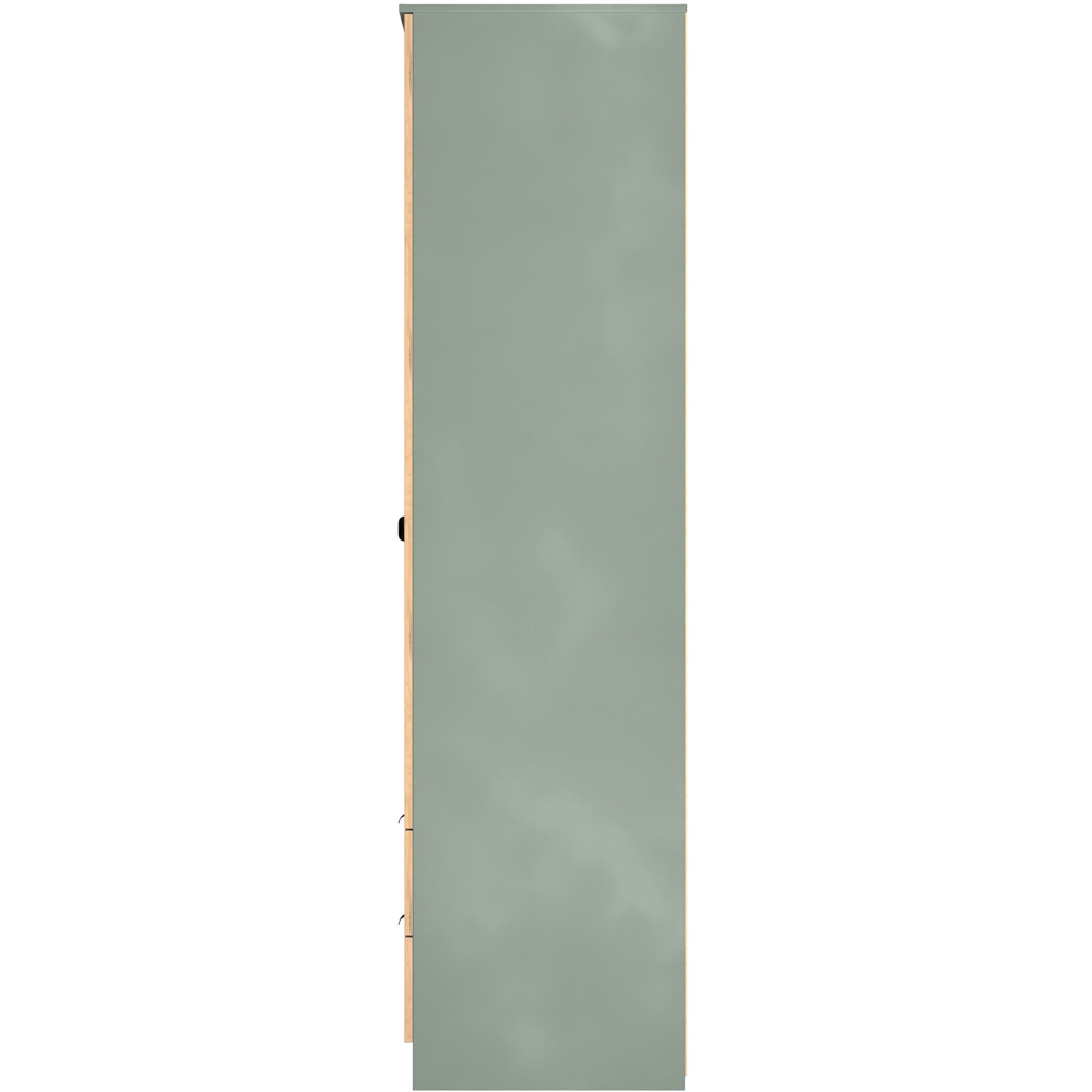Crowndale Bora 2 Door 2 Drawer Gold Oak and Reed Green Tall Double Wardrobe Image 3