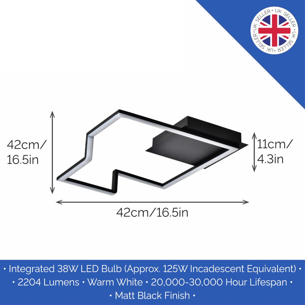 Happy Homewares Thin Profile Strip Matt Black LED Ceiling Light Image 6